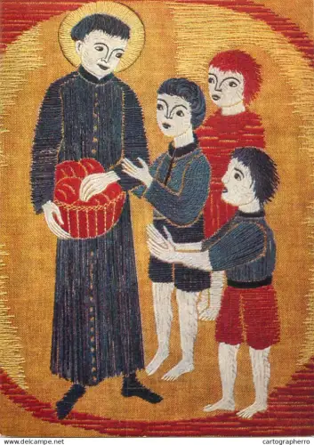 A5407 Religious fine art Kloster Reute Don Bosco Ausschnitt einer Stickerei von Sr. M. Ludgera