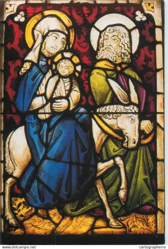 A5407 Religious fine art Frankfurt am Main St Leonhard Flucht nach Aegypten Chorfenster um 1450