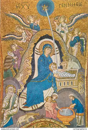 A5407 Religious fine art Geburt Christi mosaik XII Palermo La Martorana