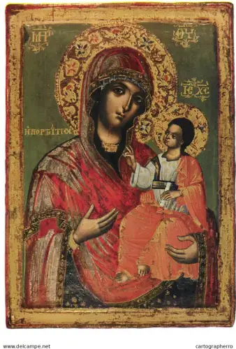 A5405 Religious fine art Portatissa (Die Pfortnerin) griechische Ikone XIX century