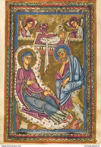 A5405 Religious fine art Austria Salzburg St Erentrud Geburt Christi Perikopenbuch um 1410