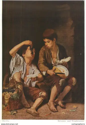 A5406 Religious fine art Austria Melonen un Traubensser B.E Murillo painting