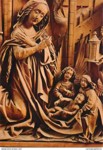 A5404 Religious fine art Austria Pfarrkirche Kefermarkt Gotischer Flugelaltar um 1491 Geburt Christi ausschnitt