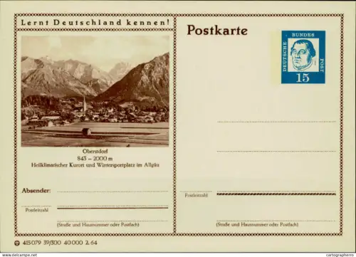 A5937 German illustrated postal stationery postcard Oberstdorf