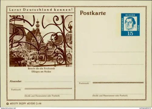 A5937 German illustrated postal stationery postcard Esslingen