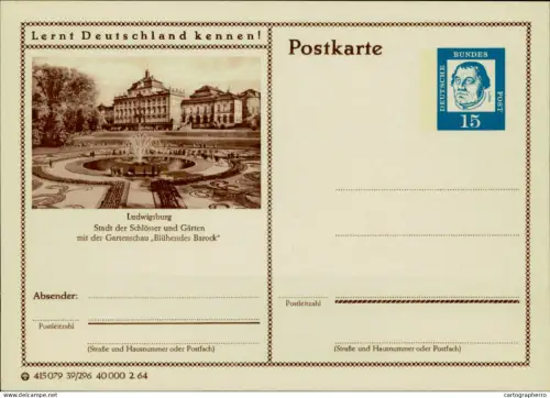 A5937 German illustrated postal stationery postcard Ludwigsburg