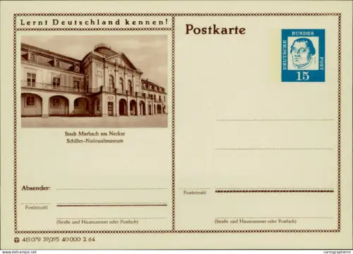 A5937 German illustrated postal stationery postcard Marbach am Neckar Schiller National Museum