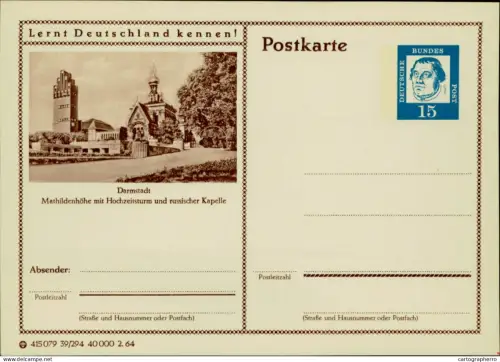 A5937 German illustrated postal stationery postcard Darmstadt