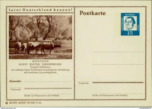 A5937 German illustrated postal stationery postcard Munich Muenchen Tierpark
