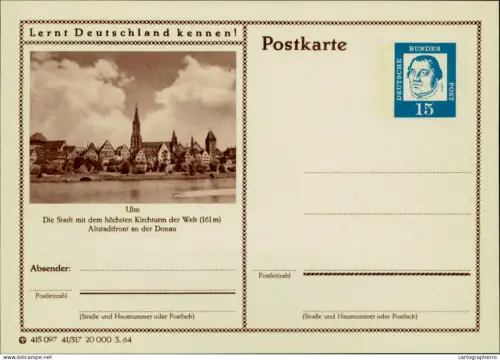 A5937 German illustrated postal stationery postcard Ulm