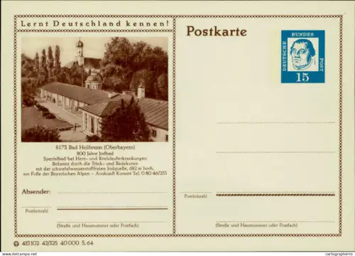 A5937 German illustrated postal stationery postcard Bad Heilbrunn
