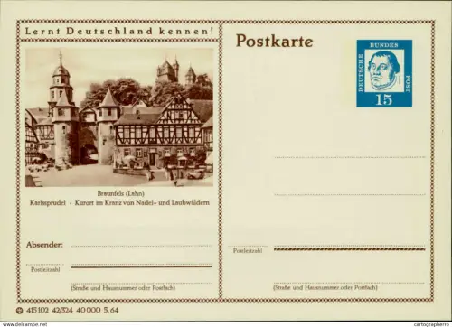 A5937 German illustrated postal stationery postcard Braunfels