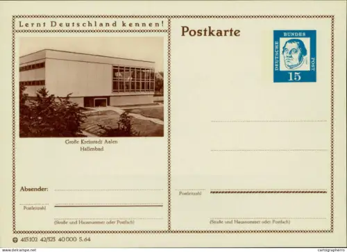 A5937 German illustrated postal stationery postcard Aalen Hallenbad