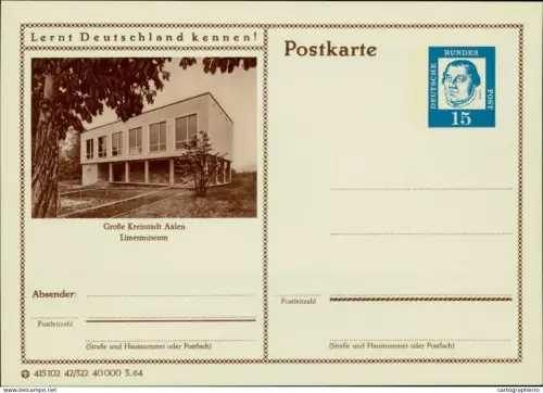 A5937 German illustrated postal stationery postcard Aalen Limesmuseum