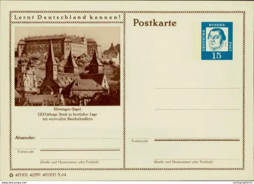 A5937 German illustrated postal stationery postcard Ellwangen