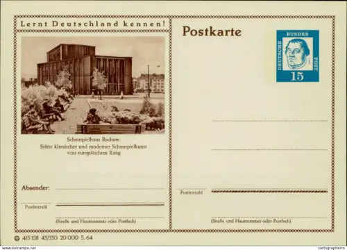 A5937 German illustrated postal stationery postcard Bochum