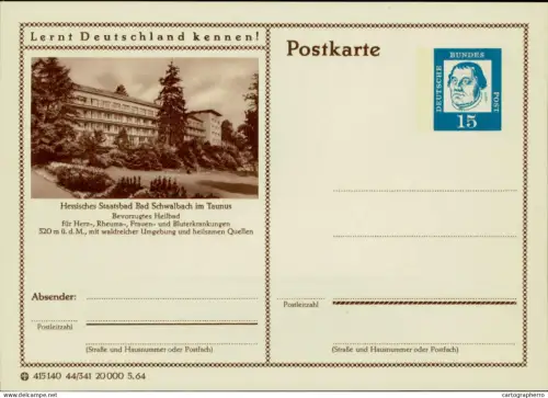 A5937 German illustrated postal stationery postcard Bad Schwalbach