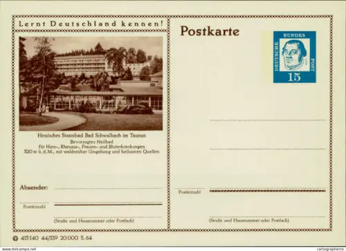 A5937 German illustrated postal stationery postcard Bad Schwalbach
