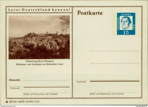 A5937 German illustrated postal stationery postcard Waldenburg