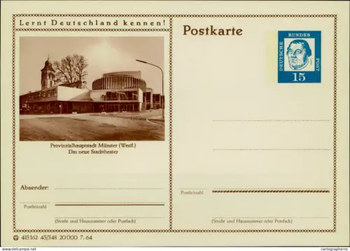 A5937 German illustrated postal stationery postcard Münster Muenster theater