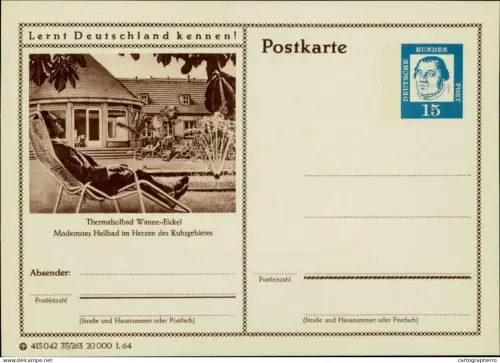 A5937 German illustrated postal stationery postcard Wanne-Eickel