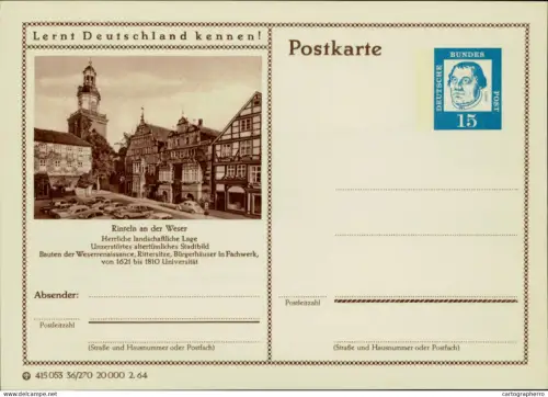 A5937 German illustrated postal stationery postcard Rinteln