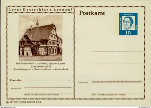 A5937 German illustrated postal stationery postcard Bad Friedrichshall