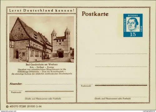 A5937 German illustrated postal stationery postcard Bad Gandersheim
