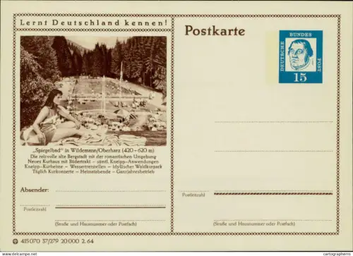 A5937 German illustrated postal stationery postcard Spiegelbad in Wildemann/Oberharz.