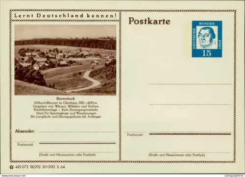 A5937 German illustrated postal stationery postcard Buntenbock