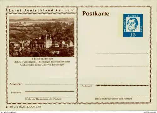 A5937 German illustrated postal stationery postcard Schöntal an der Jagst