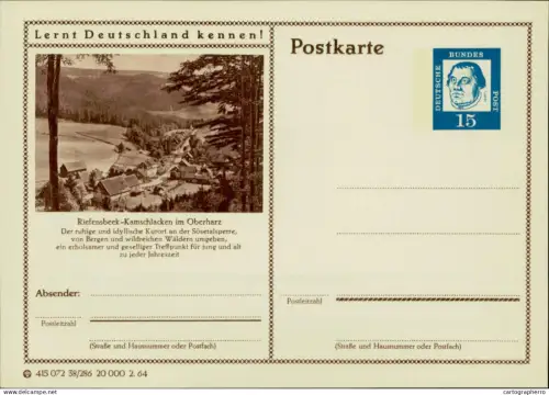A5937 German illustrated postal stationery postcard Riefensbeek-Kamschlacken in the Oberharz