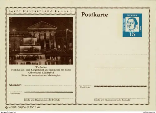 A5937 German postal stationery postcard Wiesbaden