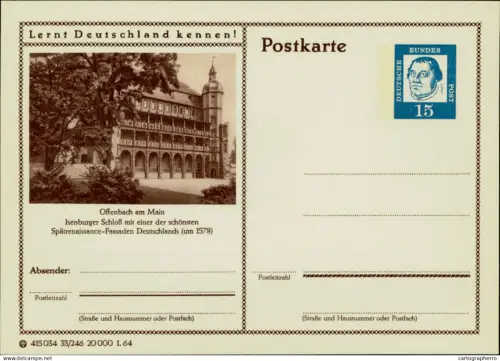 A5937 German postal stationery postcard Offenbach am Main