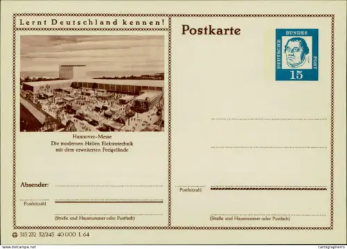 A5937 German postal stationery postcard Hannover-Messe trade fair