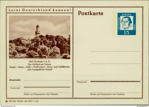 A5937 German illustrated postal stationery postcard Bad Homburg
