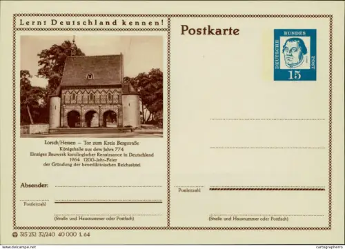 A5937 German postal stationery postcard Königshalle (King's Hall) of Lorsch Abbey