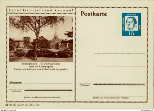 A5937 German postal stationery postcard Recklinghausen