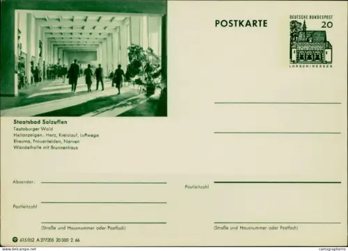 A5937 German illustrated postal stationery postcard Wandelhalle (Wandering Hall) in Staatsbad Salzuflen