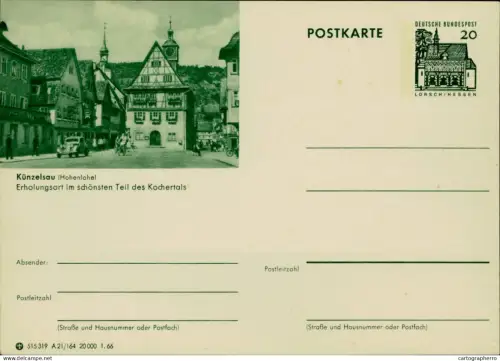 A5937 German illustrated postal stationery postcard Künzelsau in the Hohenlohe