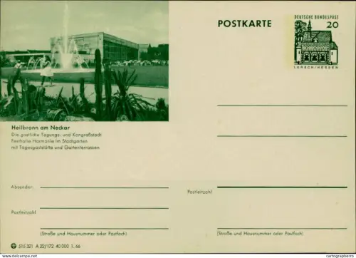A5937 German illustrated postal stationery postcard Festhalle Harmonie in Heilbronn, Germany