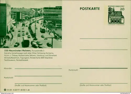 A5937 German illustrated postal stationery postcard street scene in Neumünster/Holstein Germany