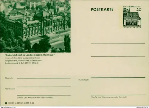 A5937 German illustrated postal stationery postcard  Lower Saxony State Museum in Hannover, Germany