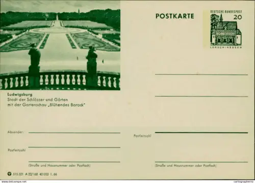 A5937 German illustrated postal stationery postcard Ludwigsburg Schloss und Garten