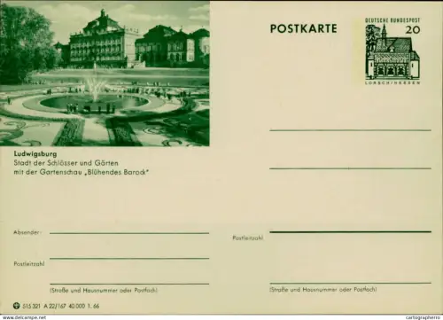 A5937 German illustrated postal stationery postcard Ludwigsburg Schloss und Garten