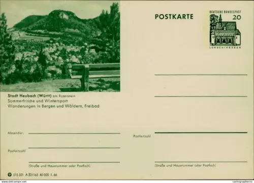 A5937 German illustrated postal stationery postcard Stadt Heubach am Rosenstein
