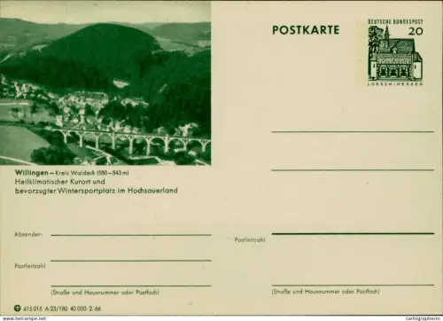 A5937 German illustrated postal stationery postcard Willingen