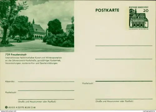 A5937 German illustrated postal stationery postcard Freudenstadt