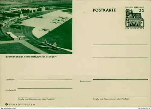 A5937 German illustrated postal stationery postcard Stuttgart Airport