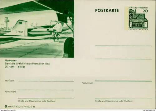 A5937 German illustrated postal stationery postcard 20th Hannover-Messe (Hannover Trade Fair) Air Show aircraft
